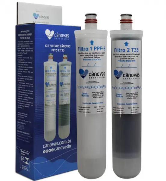 Refil Cânovas Kit PPF-5 e T33 Para Bebedouro Purificador de Água (Modelos LP,  RESIST, BCC e LIFE)